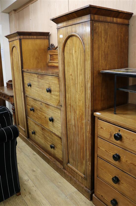 A Victorian mahogany Beaconsfield wardrobe W.219cm